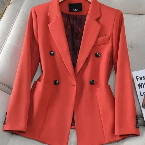 Abbigliamento da lavoro da donna Blazer formale da donna Arancione Marrone Nero Autunno Inverno Donna Manica lunga Giacca monope