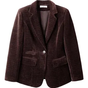 Blazer a righe verde caffè arancione Giacca da donna da donna Manica lunga da donna Bottone singolo Abbigliamento da lavoro form