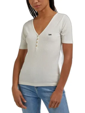 Blusa Donna a costine maniche corte Bianca