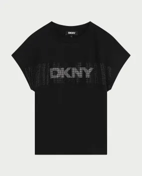 DKNY      T-shirt nera DKNY per bambine con logo