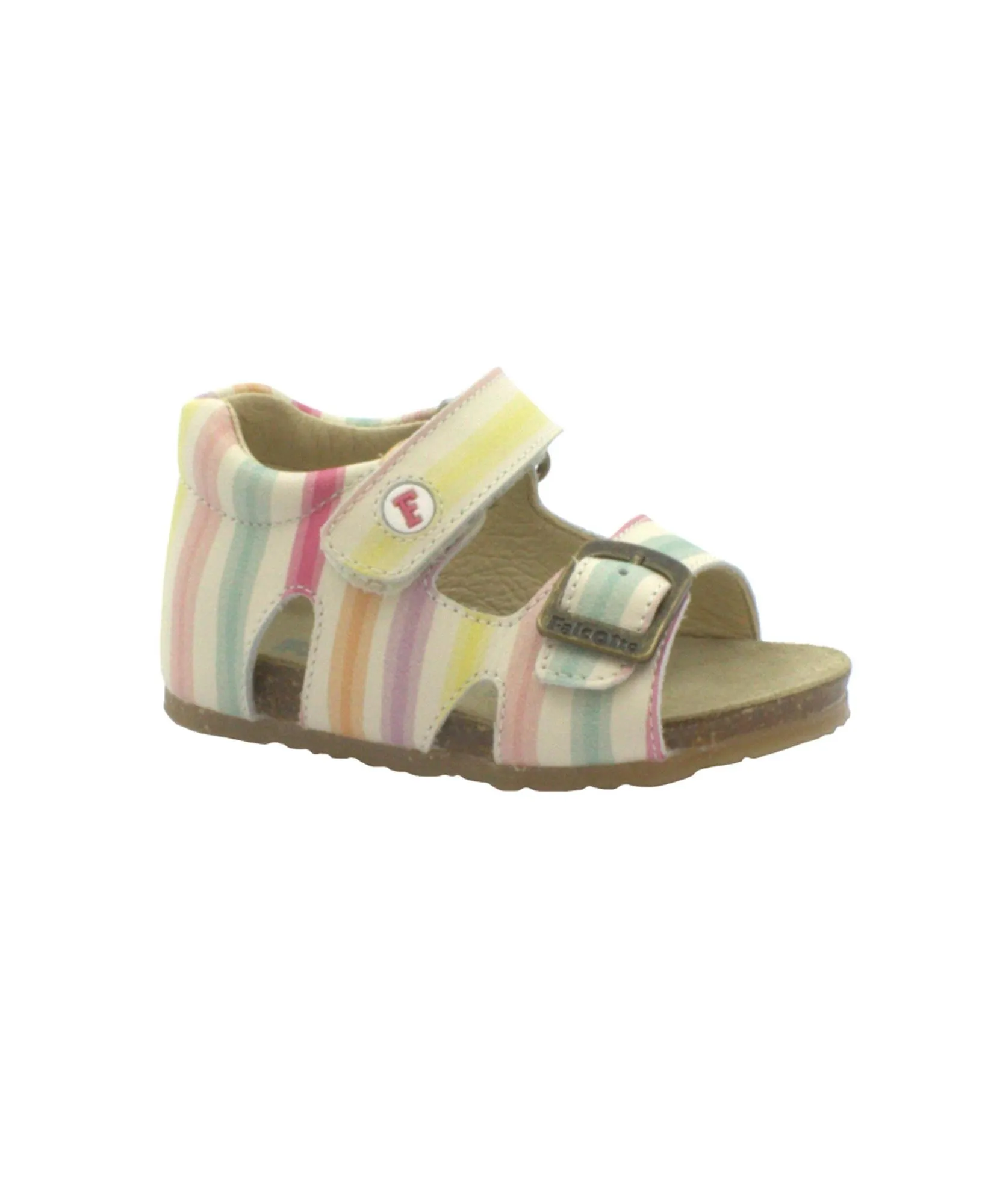 FALCOTTO BEA 00737 milk multi multicolor scarpe sandali bambina tallone pelle strappo fibbia