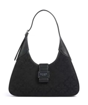  Kate Spade New York Spade Flower Jacquard Borsa a spalla tissu, pelle di vacchetta finemente grana nero  