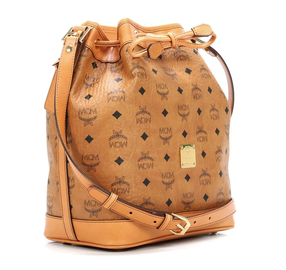  MCM Heritage Line Borsa hobo pelle sintetica cognac  