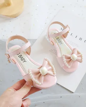 Scarpe da principessa per bambini con fiocco di perle rosa per ragazze Scarpe casual alla moda carine