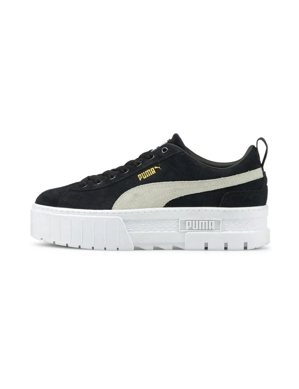 Scarpe donna Puma mayze nero scamosciato logo cat