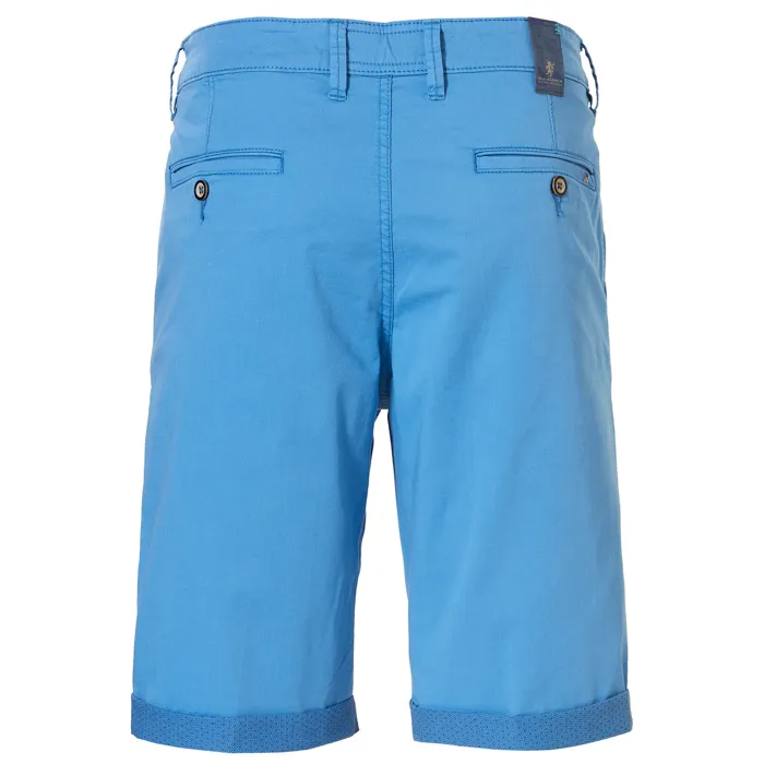 Sea Barrier - Pantaloni chino da uomo in cotone elasticizzato con risvolto Azzurro