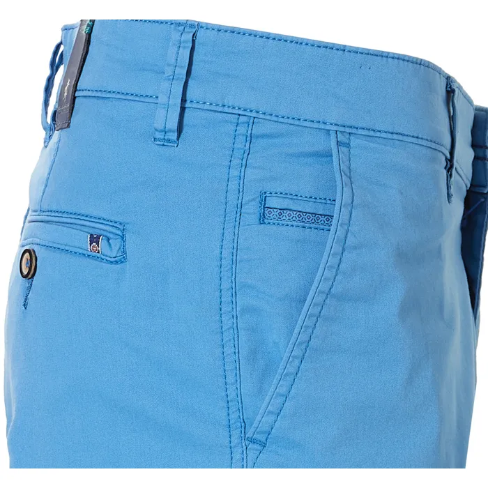 Sea Barrier - Pantaloni chino da uomo in cotone elasticizzato con risvolto Azzurro